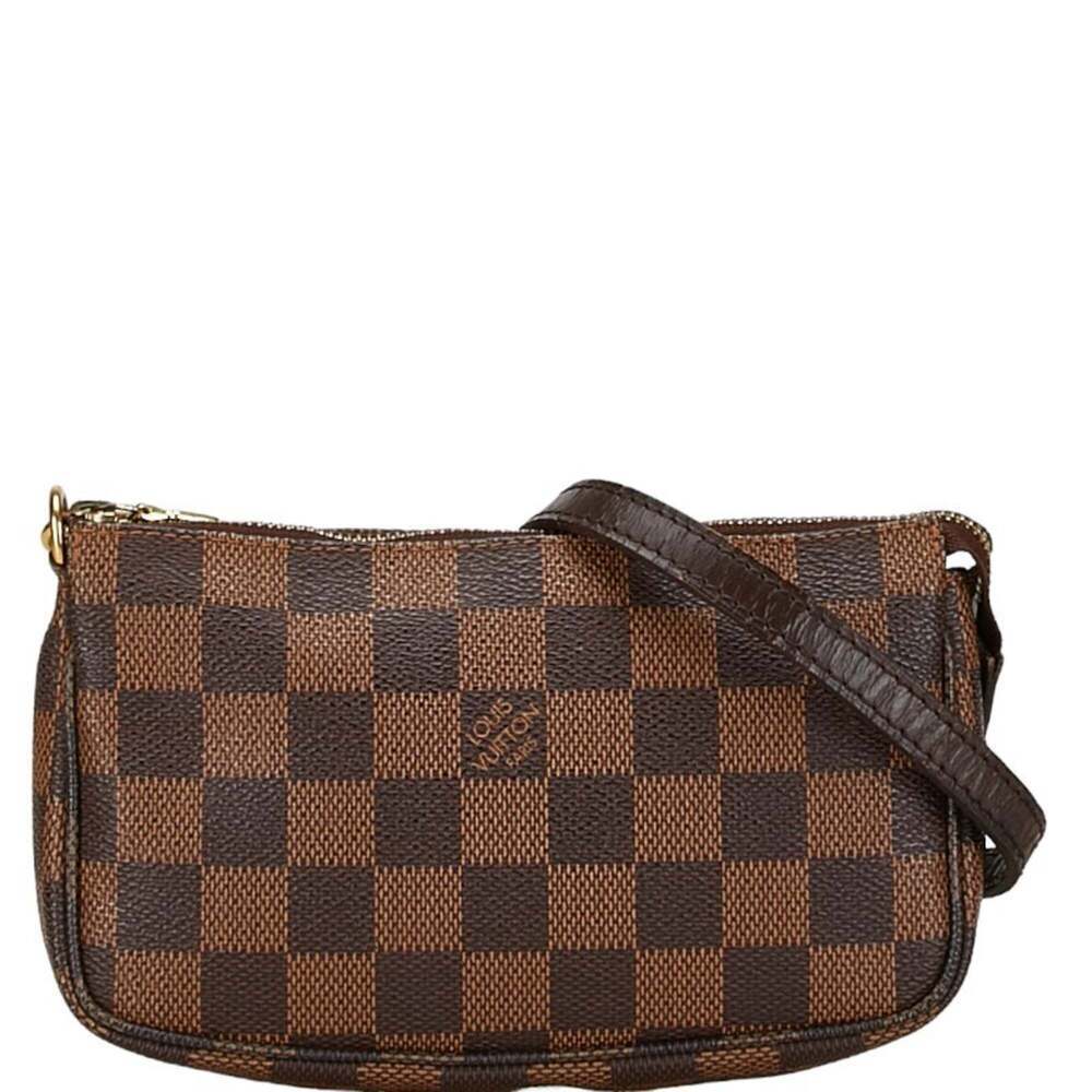 LOUIS VUITTON Brown Damier Leather Pochette Pouch - Picture 1 of 10